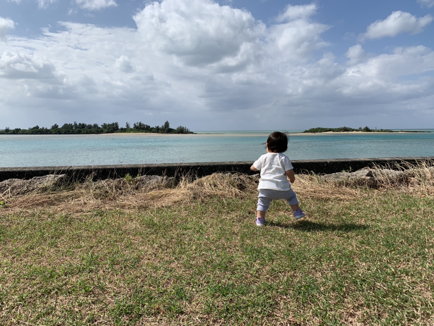 海を眺める子ども